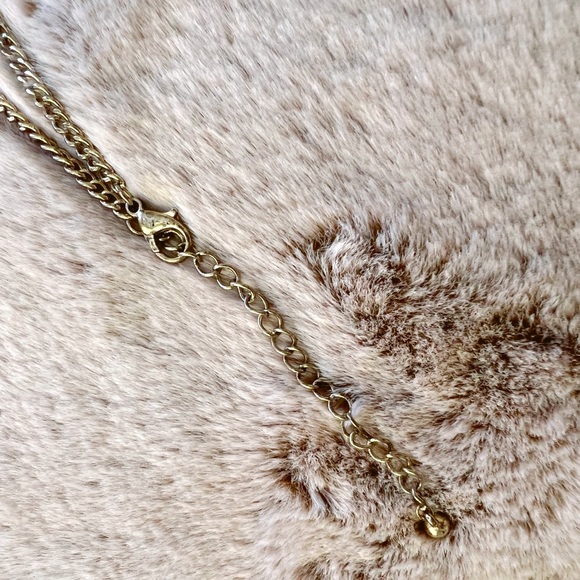 brassy gold statement necklace red detail with coin detail and chain tassels - Picture 5 of 5